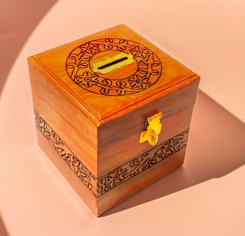 wooden money bank